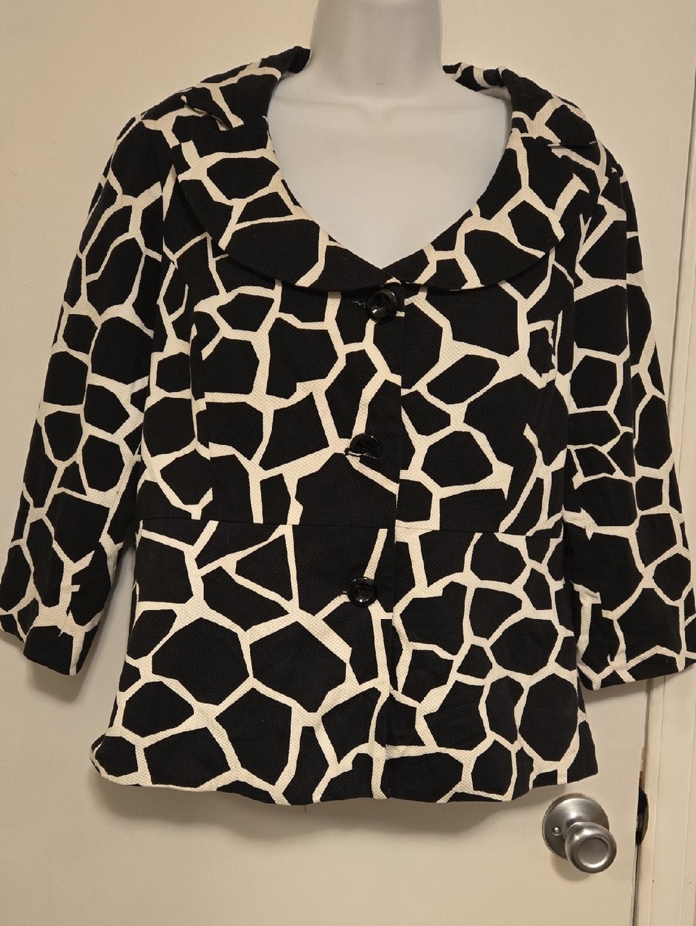 Willi Smith Giraffe Pattern Peplum Buttom Blazer Jacket